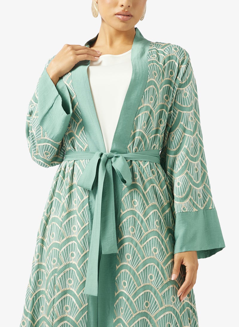 Khizana Monochrome Printed Abaya - Image 3